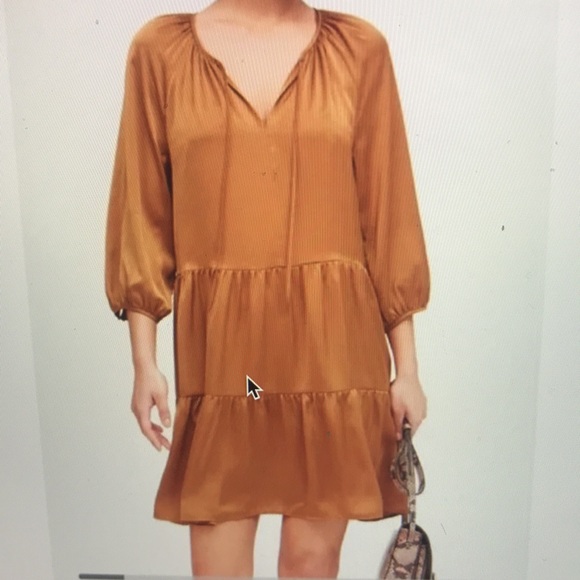 Banana Republic Satin Tiered Swing Dress in Copper NWT - Picture 5 of 6
